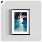 Elegant in a white dress in a landscape - アンリ ソム Poster.