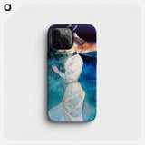 Elegant in a white dress in a landscape - アンリ ソム Phone Case.