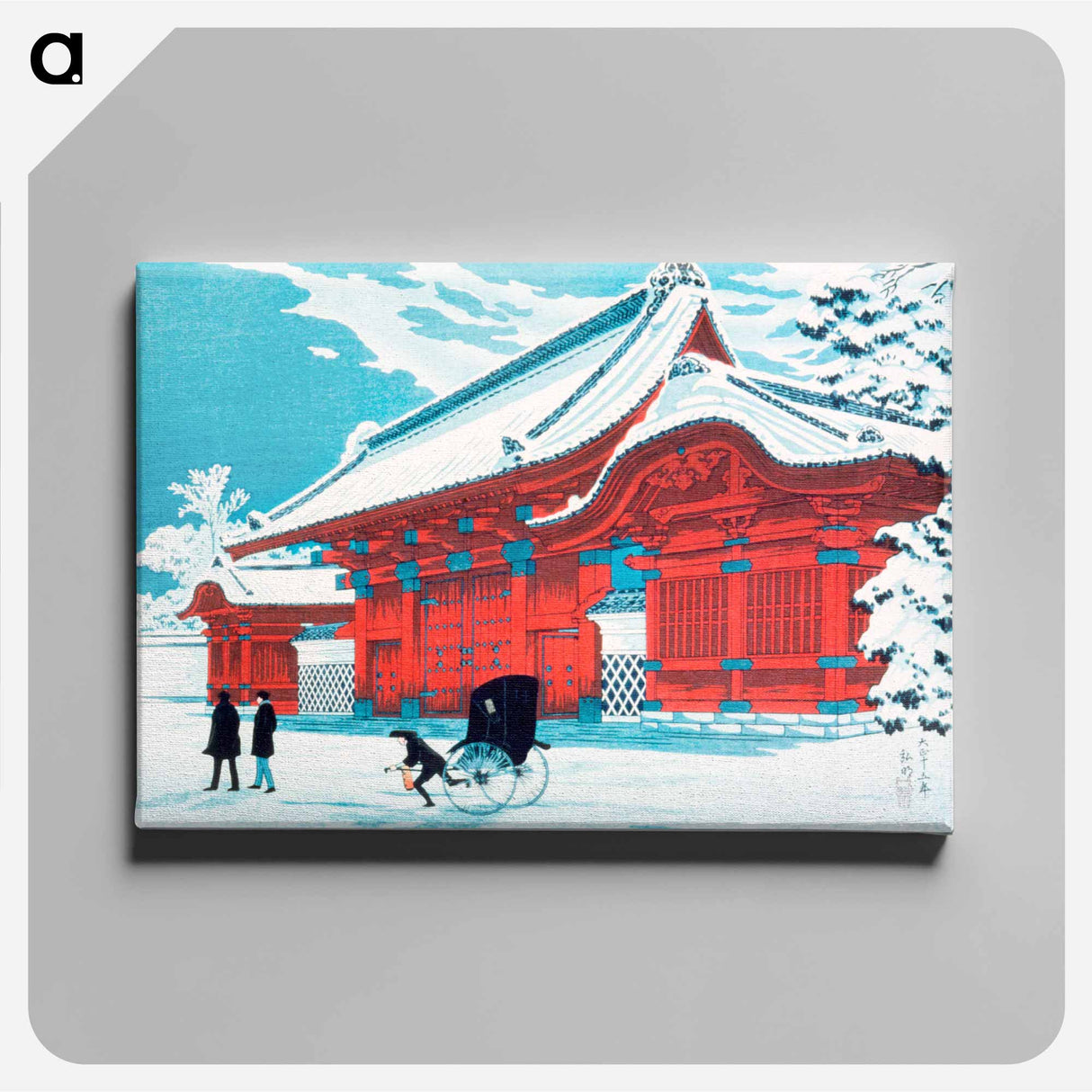 The Red Gate of Hongo in Snow - Hiroaki Takahashi Canvas.