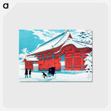 アートポストカード-The Red Gate of Hongo in Snow - 高橋 宏明 Postcard.