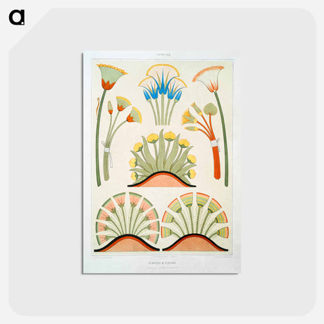 アートポストカード-Plants & Flowers from Histoire de l'art égyptien
 - エジプト美術史 Postcard.