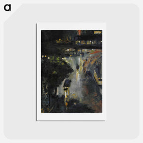 アートポストカード-Nollendorfplatz bei Nacht - レッサー ユリィ Postcard.