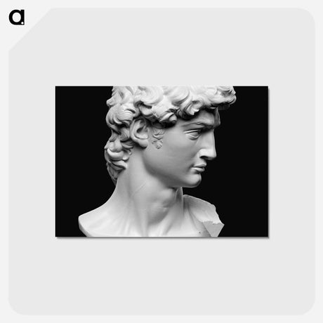 アートポストカード-Head from the statue of David by Michelangelo Buonarroti - ミケランジェロ ブオナローティ Postcard.