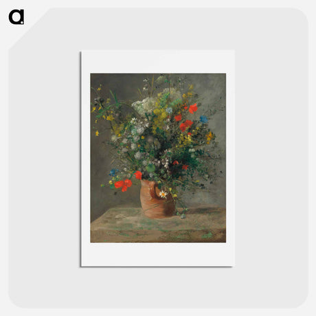 アートポストカード-Flowers in a Vase - ピエール オーギュスト ルノワール Postcard.