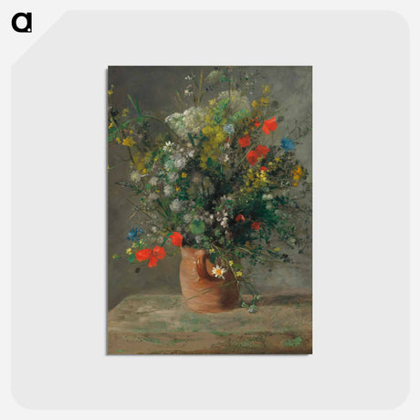 アートポストカード-Flowers in a Vase - ピエール オーギュスト ルノワール Postcard.