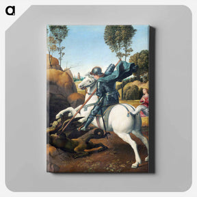 アートパネル-Raphael's Saint George and the Dragon - ラファエロ サンティ Canvas.