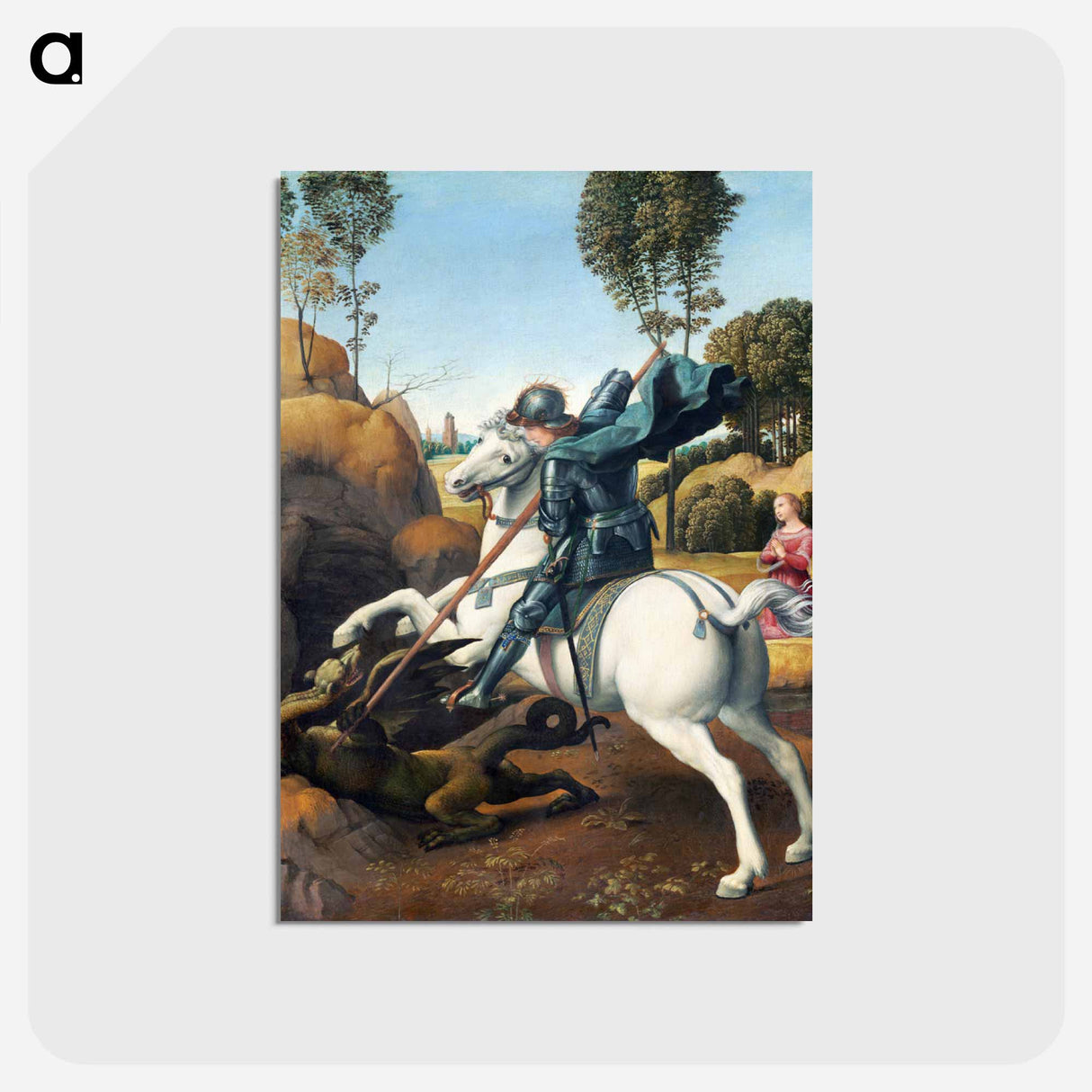Raphael's Saint George and the Dragon - ラファエロ サンティ Postcard.