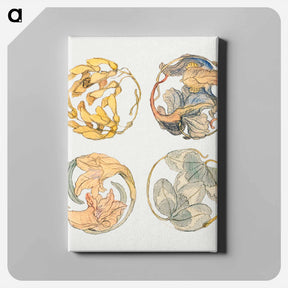 アートパネル-Flower Studies (Four Designs for Circular Ornaments) - サミュエル コールマン Canvas.