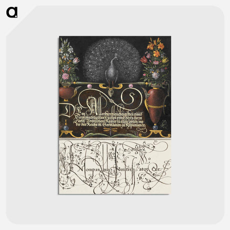 アートポストカード-Flower Arrangements, Peacock, Butterflies, and Insect from Mira Calligraphiae Monumenta
 - 書道のお手本 Postcard.