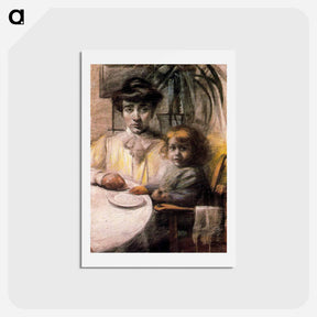 アートポストカード-Mother and Child - ウンベルト ボッチョーニ  Postcard.