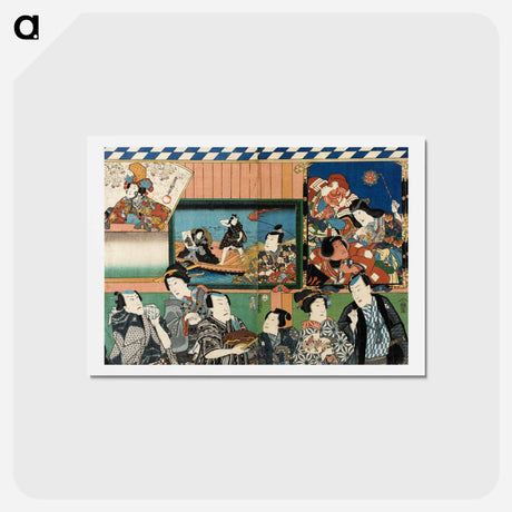 アートポストカード-Actors Viewing Votive Pictures of Themselves
 - 歌川 国貞 Postcard.