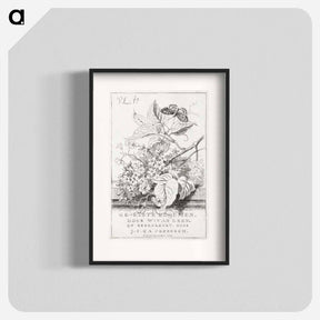 アートポスター-Flower study with butterfly - ウィレム ヴァン リーン Poster.