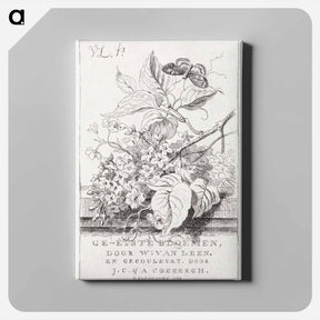 アートパネル-Flower study with butterfly - ウィレム ヴァン リーン Canvas.