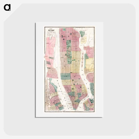アートポストカード-Map of New York and Vicinity - アンティーク地図 Postcard.