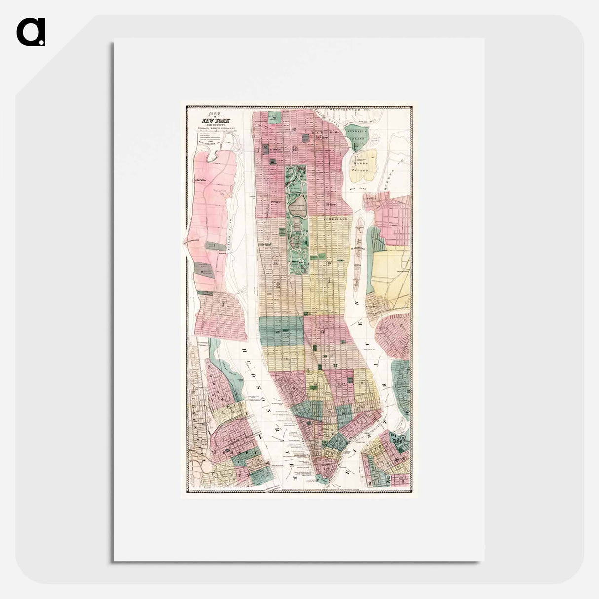 Map of New York and Vicinity - アンティーク地図 Poster.