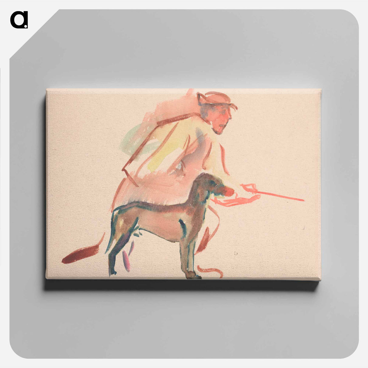 Hunter and portrait of a man - アーノルド ピーター ワイズ クビンチャン Canvas.