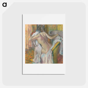 アートポストカード-After the Bath, Woman drying herself - エドガー ドガ Postcard.
