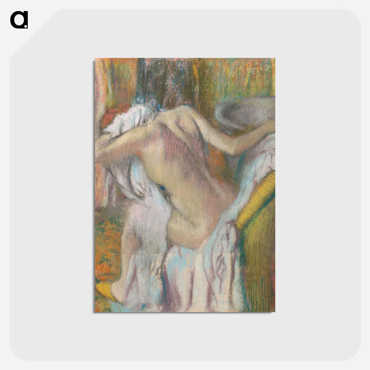 アートポストカード-After the Bath, Woman drying herself - エドガー ドガ Postcard.