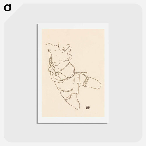 Semi-Dressed Model - Egon Schiele Postcard.