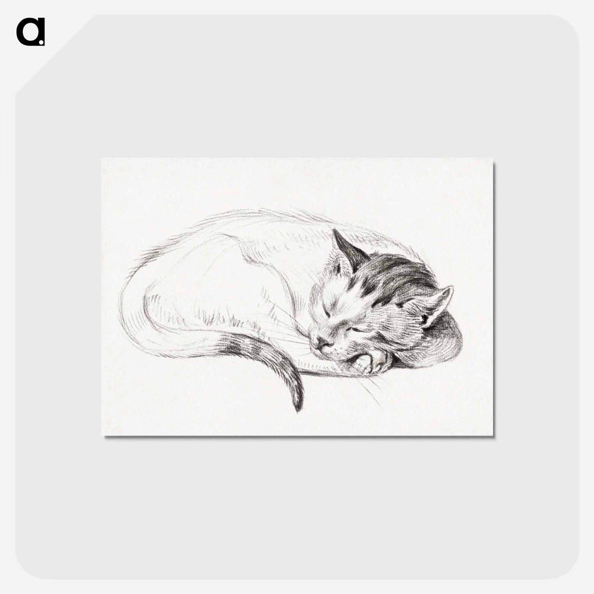 アートポストカード-Sketch of a sleeping cat - ジャン ベルナール Postcard.