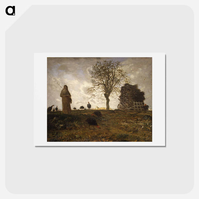 アートポストカード-Autumn Landscape with a Flock of Turkeys - ジャン フランソワ ミレー Postcard.