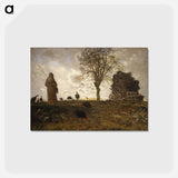アートポストカード-Autumn Landscape with a Flock of Turkeys - ジャン フランソワ ミレー Postcard.