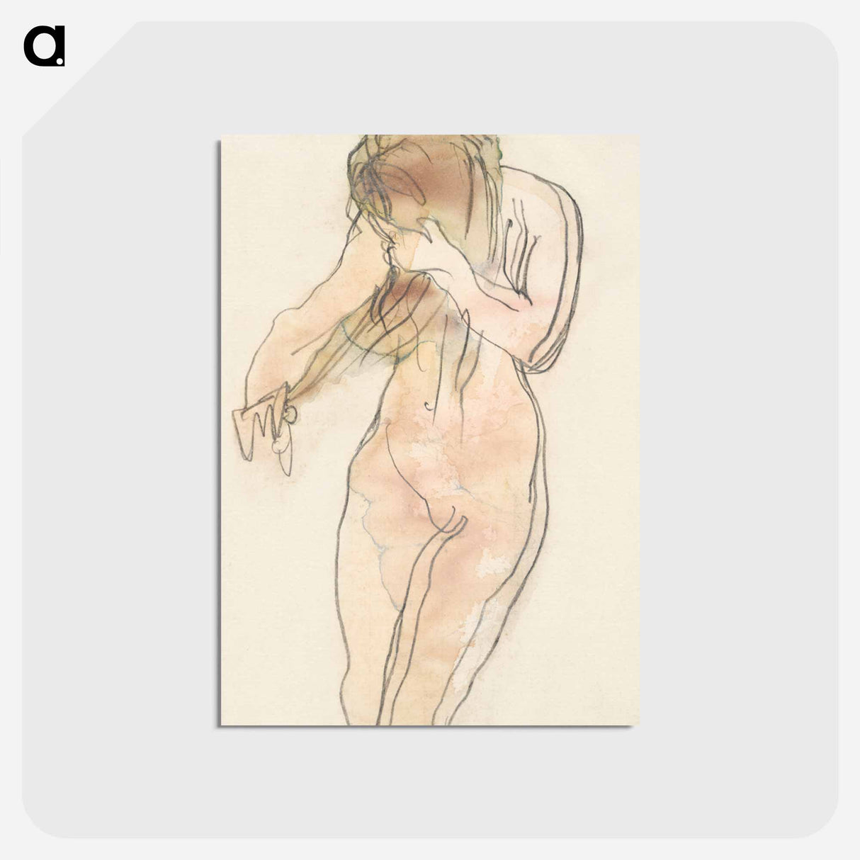 アートポストカード-Study of nude (standing, combing her hair)
 - イェール大学アートギャラリー Postcard.