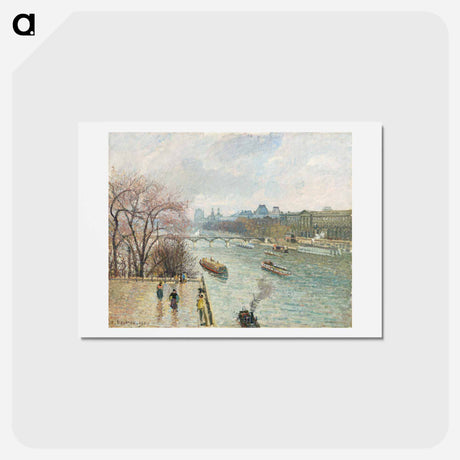 アートポストカード-The Louvre, Afternoon, Rainy Weather - カミーユ ピサロ Postcard.