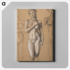 アートパネル-Female Nude: Three Studies, possibly for Venus - エドワード バーン ジョーンズ Canvas.