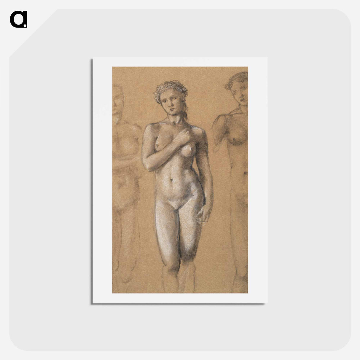 アートポストカード-Female Nude: Three Studies, possibly for Venus - エドワード バーン ジョーンズ Postcard.