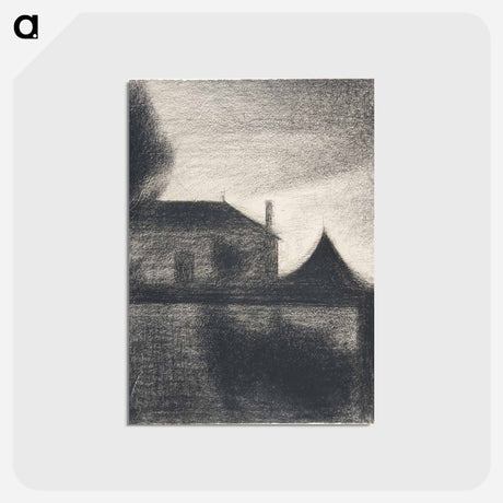 アートポストカード-House at Dusk (La Cité) - ジョルジュ スーラ Postcard.