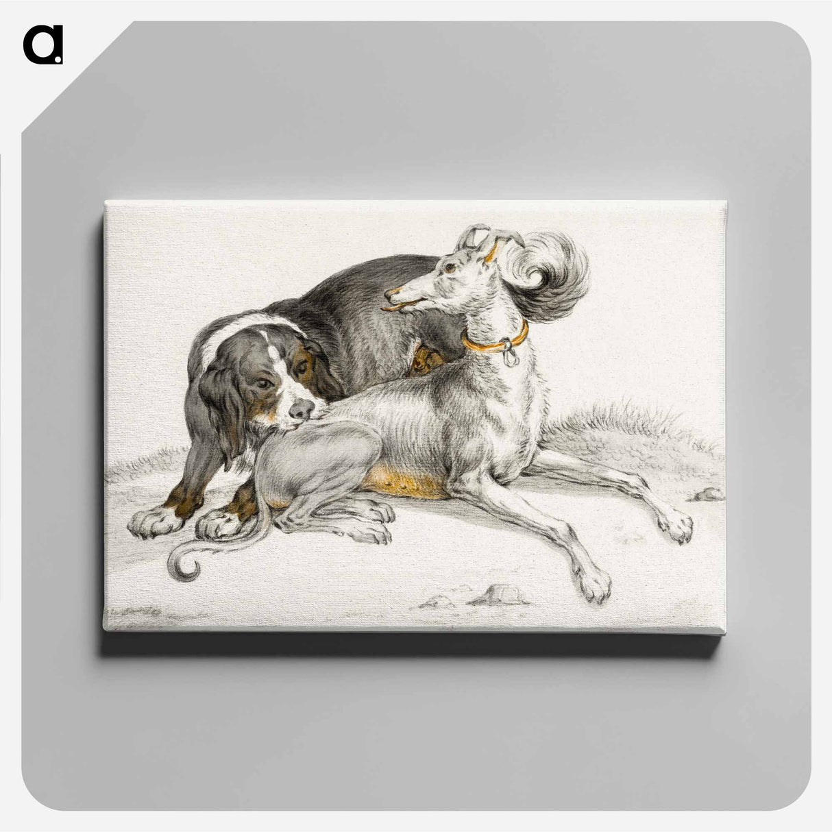 アートパネル-A dog bites another sitting dog - ジャン ベルナール Canvas.