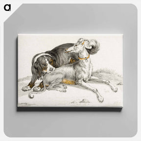 アートパネル-A dog bites another sitting dog - ジャン ベルナール Canvas.