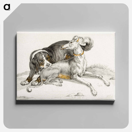 アートパネル-A dog bites another sitting dog - ジャン ベルナール Canvas.