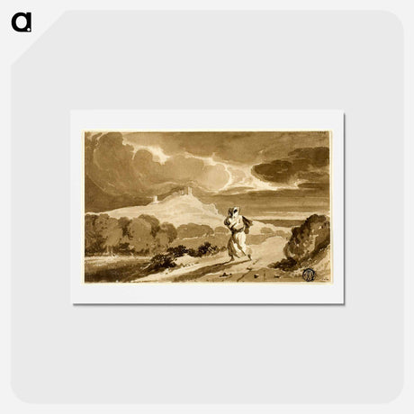 アートポストカード-Woman with Baby Fleeing Across Moors
 - ジョン コンスタブル Postcard.