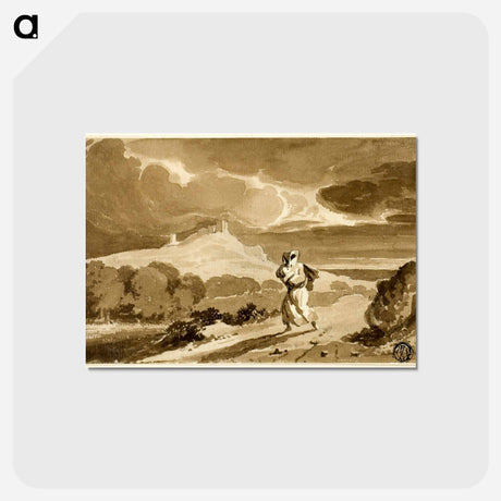 アートポストカード-Woman with Baby Fleeing Across Moors
 - ジョン コンスタブル Postcard.