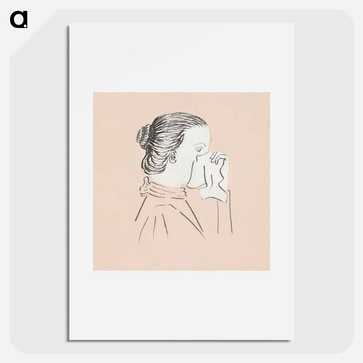 Head of a woman with a handkerchief against her nose - Julie de Graag Poster.