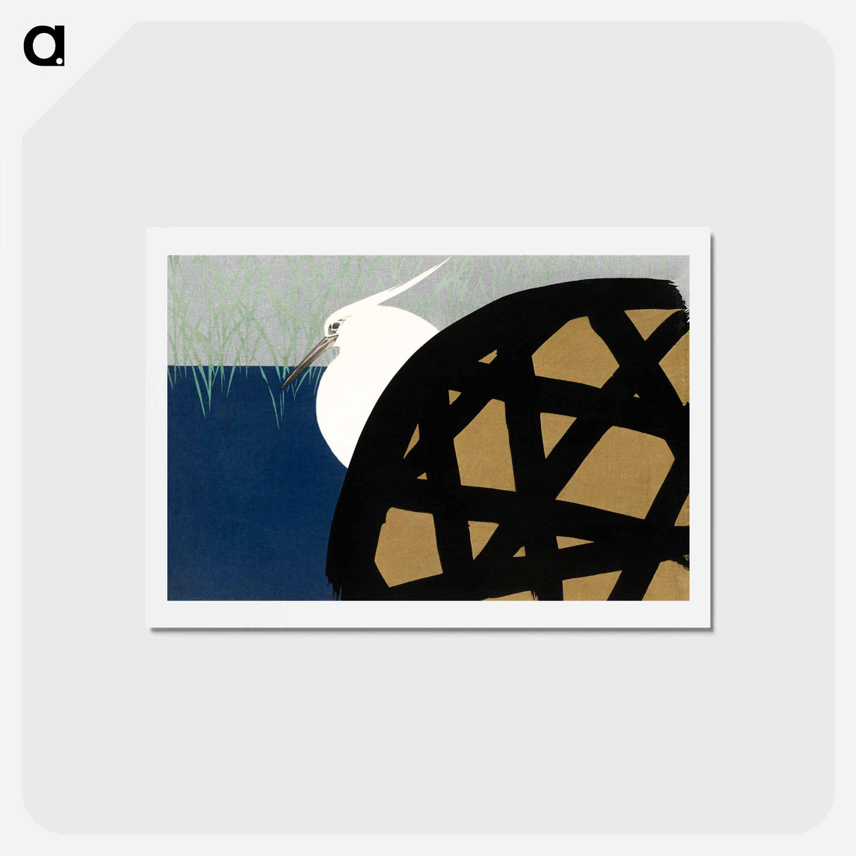 アートポストカード-White heron - 神坂 雪佳 Postcard.