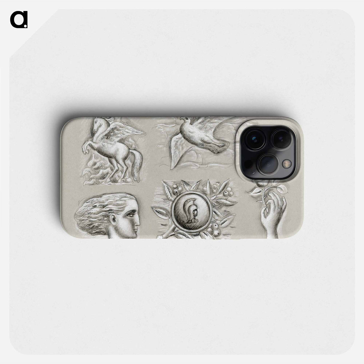 Pegasus, dove, woman's head, heraldry and hand with rose - レオ ヘステル Phone Case.