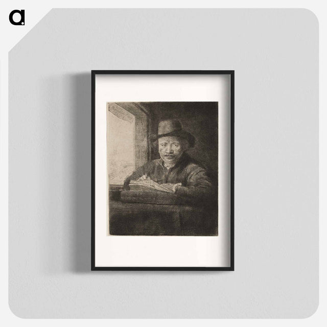 アートポスター-Rembrandt Drawing at a Window - レンブラント ファン レイン Poster.