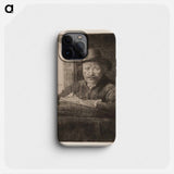 Rembrandt Drawing at a Window - Rembrandt van Rijn Phone Case.