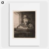 Rembrandt Drawing at a Window - Rembrandt van Rijn Poster.