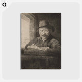 アートポストカード-Rembrandt Drawing at a Window - レンブラント ファン レイン Postcard.
