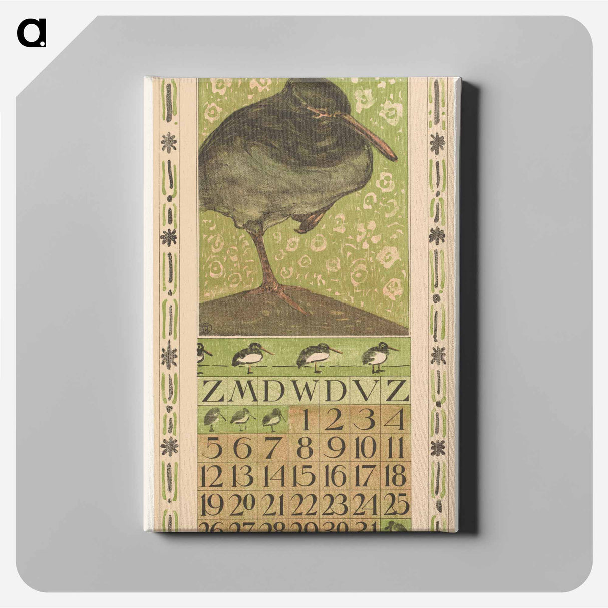 Kalenderblad juli met scholekster - テオ ヴァン ホイテマ Canvas.