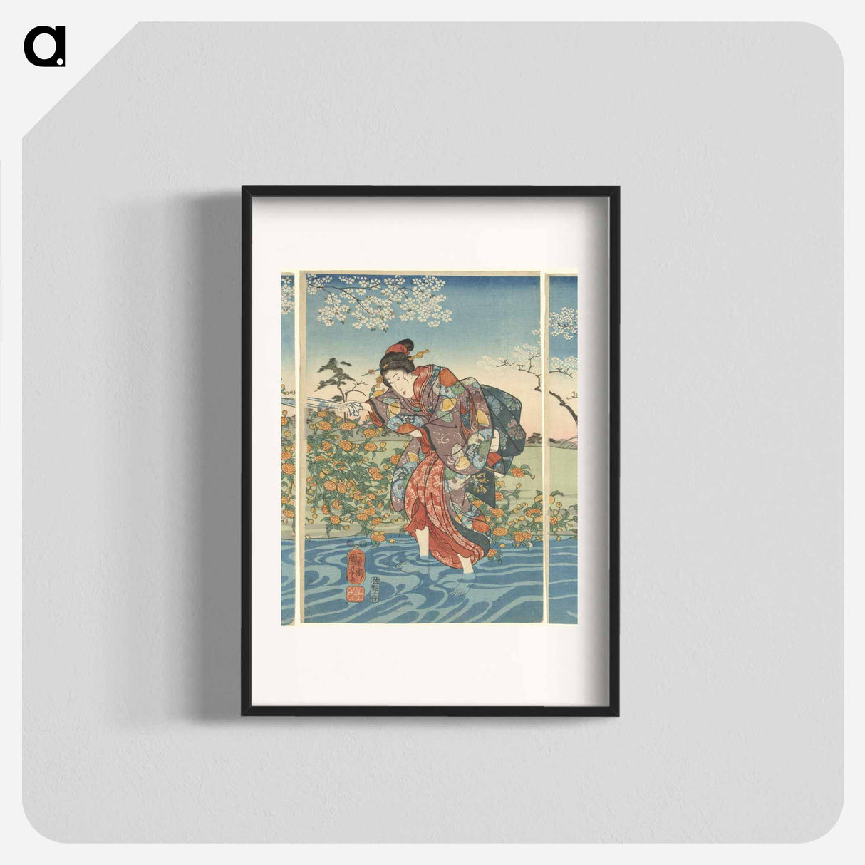 De Ide Tama rivier in de provincie Yamashiro - 歌川 国芳 Poster.