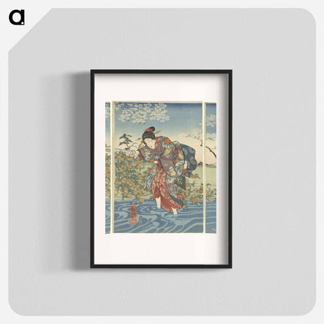 アートポスター-De Ide Tama rivier in de provincie Yamashiro - 歌川 国芳 Poster.