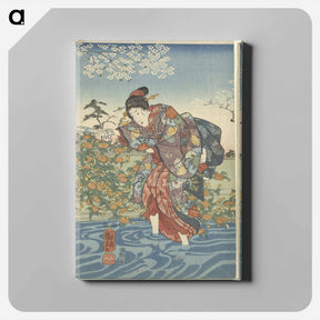 アートパネル-De Ide Tama rivier in de provincie Yamashiro - 歌川 国芳 Canvas.