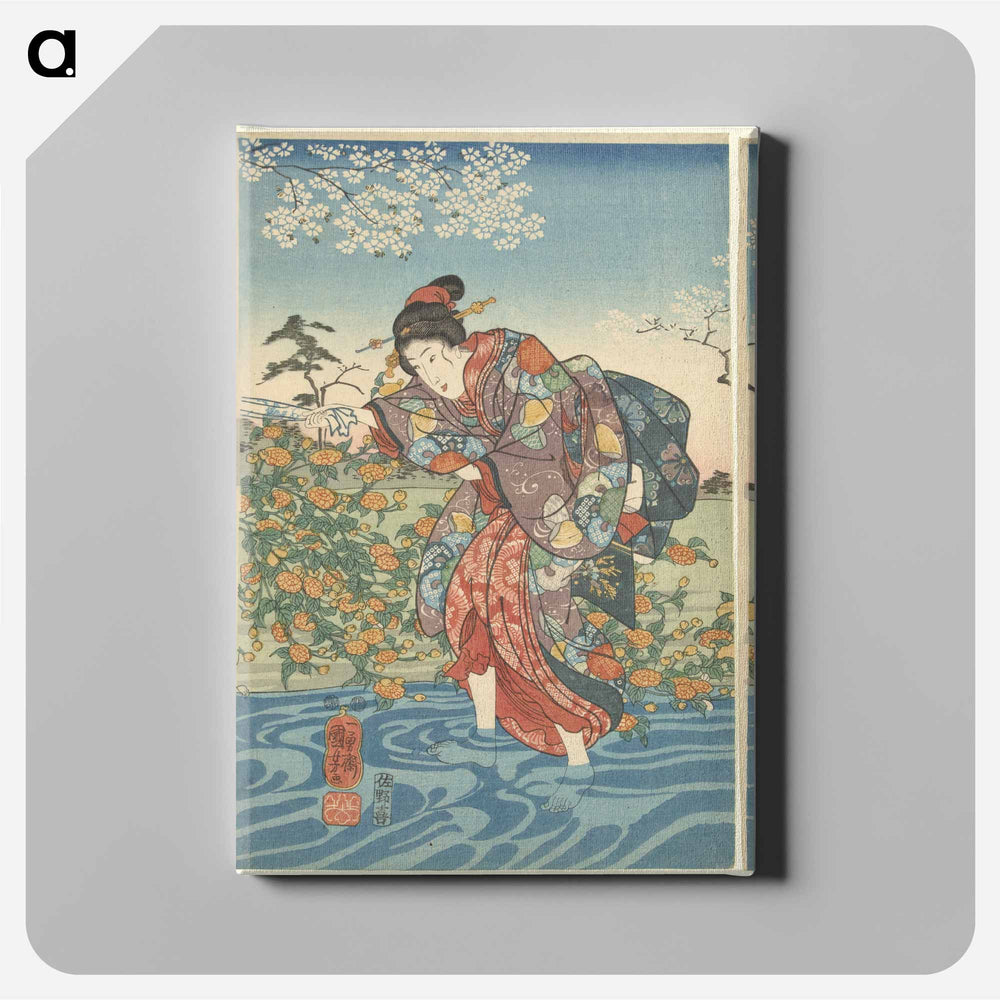 De Ide Tama rivier in de provincie Yamashiro - 歌川 国芳 Canvas.