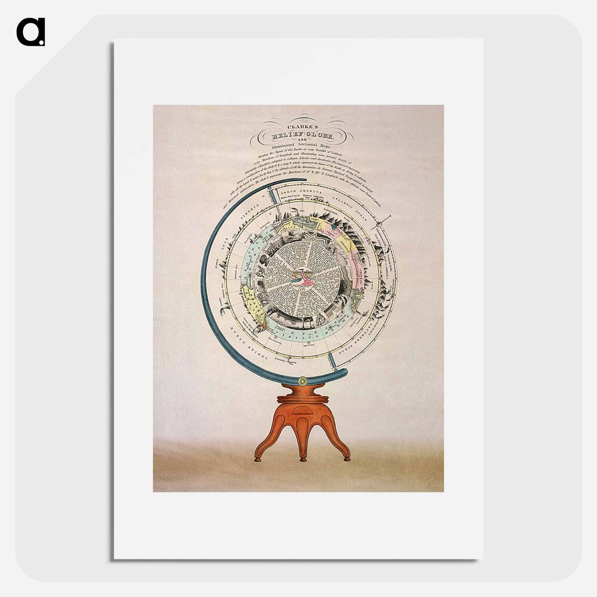 Clarke's Relief Globe - アンティーク地図 Poster.