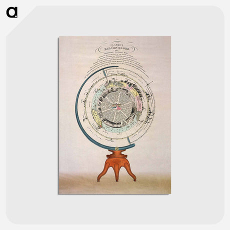 アートポストカード-Clarke's Relief Globe - アンティーク地図 Postcard.